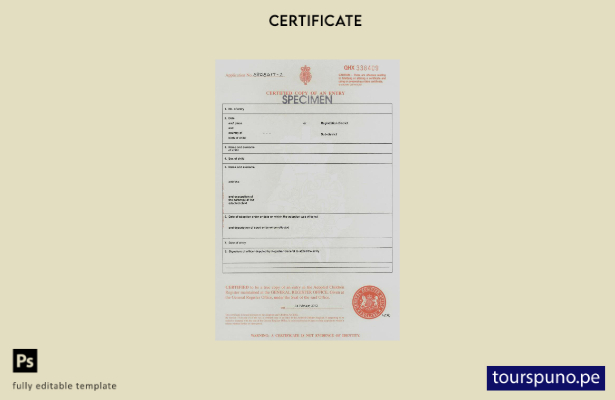 listo para imprimir plantilla de certificado de adopción de la oficina de regist